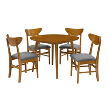 Load image into Gallery viewer, Landon 5Pc Round Dining Set Acorn - Table &amp; 4 Wood Back Chairs
