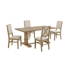 Load image into Gallery viewer, Joanna 5Pc Dining Set Rustic Brown /Creme - Table &amp; 4 Upholstered Back Chairs
