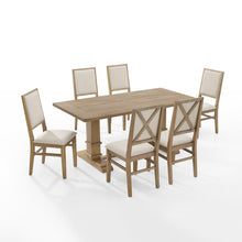 Load image into Gallery viewer, Joanna 7Pc Dining Set Rustic Brown /Creme - Table &amp; 6 Upholstered Back Chairs
