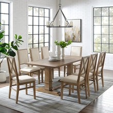 Load image into Gallery viewer, Joanna 9Pc Dining Set Rustic Brown /Creme - Table &amp; 8 Upholstered Back Chairs
