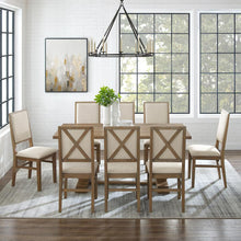 Load image into Gallery viewer, Joanna 9Pc Dining Set Rustic Brown /Creme - Table &amp; 8 Upholstered Back Chairs
