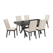 Load image into Gallery viewer, Hayden 7Pc Dining Set Slate/Cream - Table &amp; 6 Upholstered Chairs
