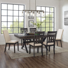 Load image into Gallery viewer, Hayden 7Pc Dining Set Slate/Cream - Table, 4 Slat Back Chairs, &amp; 2 Upholstered Chairs
