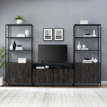 Load image into Gallery viewer, Jacobsen 3Pc Entertainment Set Brown Ash/Matte Black - Media Stand &amp; 2 Large Etageres
