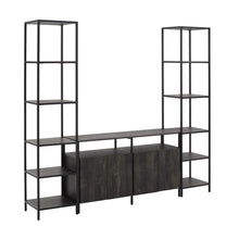 Load image into Gallery viewer, Jacobsen 3Pc Entertainment Set Brown Ash/Matte Black - Media Stand &amp; 2 Narrow Etageres
