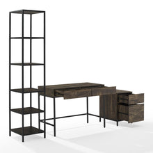 Load image into Gallery viewer, Jacobsen 3Pc File Cabinet, Desk And Etagere Set Brown Ash/Matte Black - Desk, File Cabinet, &amp; Narrow Etagere
