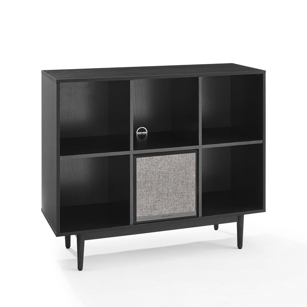 Liam 6 Cube Record Storage Bookcase With Speaker Black - Bookcase & Speaker