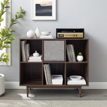 Load image into Gallery viewer, Liam 6 Cube Record Storage Bookcase With Speaker Walnut/Black - Bookcase &amp; Speaker
