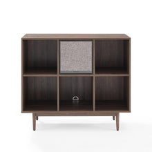 Load image into Gallery viewer, Liam 6 Cube Record Storage Bookcase With Speaker Walnut/Black - Bookcase &amp; Speaker

