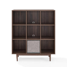 Load image into Gallery viewer, Liam 9 Cube Record Storage Bookcase With Speaker Walnut/Black - Bookcase &amp; Speaker
