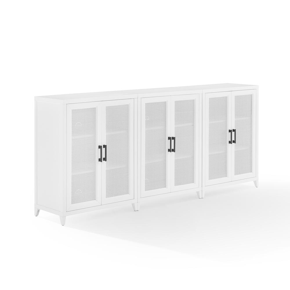 Milo 3Pc Media Storage Cabinet Set White - 3 Storage Pantries