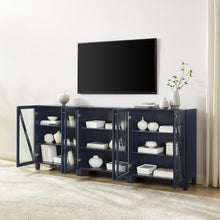 Load image into Gallery viewer, Cassai 3Pc Media Storage Cabinet Set Navy - 3 Storage Pantries
