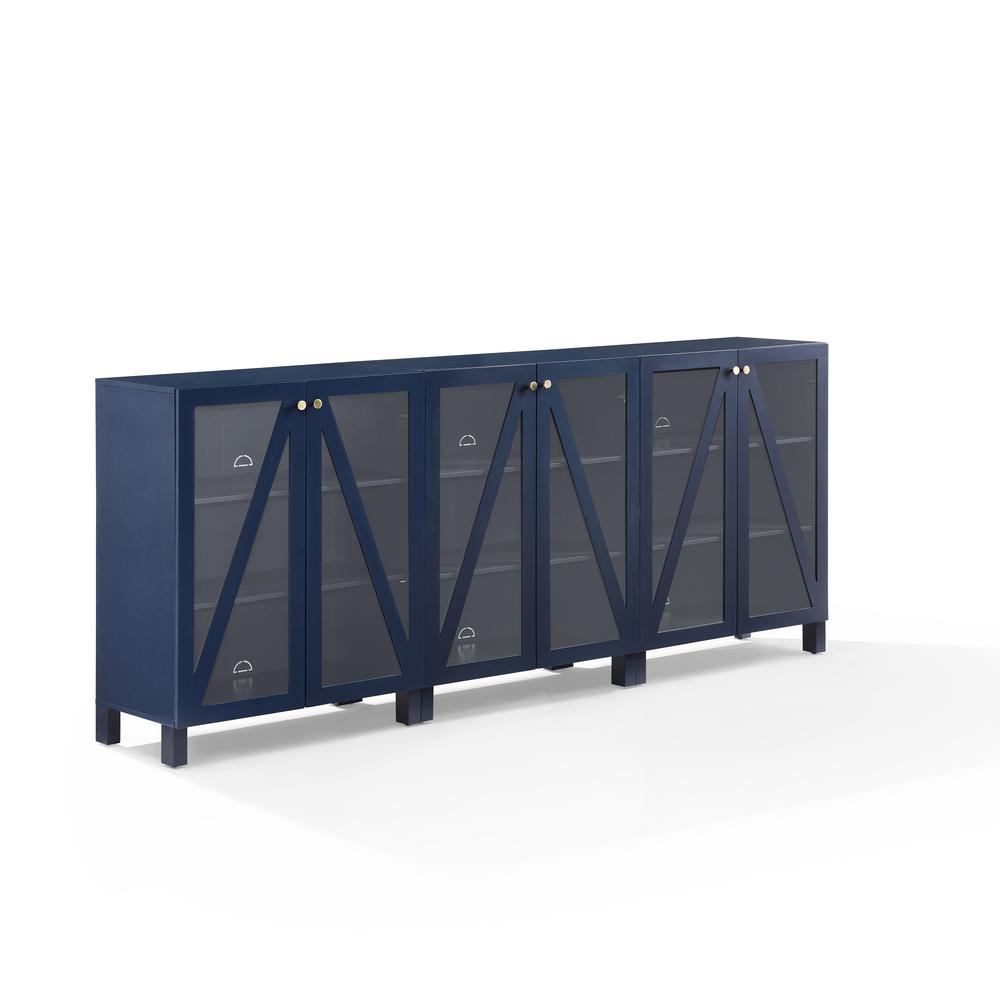 Cassai 3Pc Media Storage Cabinet Set Navy - 3 Storage Pantries