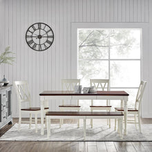 Load image into Gallery viewer, Shelby 6 Piece Dining Set Distressed White - Table, Bench, &amp; 4 Chairs
