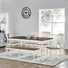 Load image into Gallery viewer, Shelby 6 Piece Dining Set Distressed White - Table, Bench, &amp; 4 Chairs
