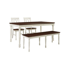 Load image into Gallery viewer, Shelby 4 Piece Dining Set Distressed White - Table, Bench, &amp; 2 Chairs
