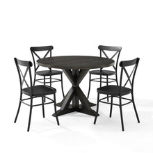 Load image into Gallery viewer, Hayden 5Pc Round Dining Set W/Camille Chairs Matte Black/  Slate - Table &amp; 4 Chairs
