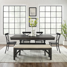 Load image into Gallery viewer, Hayden 6Pc Dining Set W/Camille Chairs Matte Black/  Slate - Table, Bench, &amp; 4 Chairs
