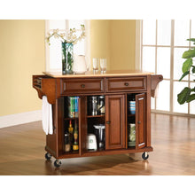 Load image into Gallery viewer, Full Size Wood Top Kitchen Cart Cherry/Natural
