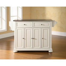Load image into Gallery viewer, Alexandria Stainless Steel Top Full Size Kitchen Island/Cart White/Stainless Steel
