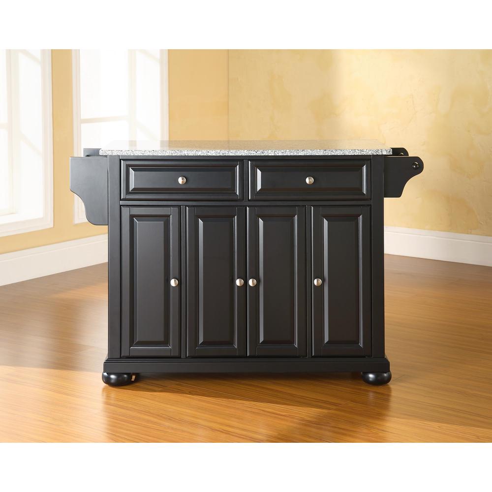 Alexandria Granite Top Full Size Kitchen Island/Cart Black/Gray