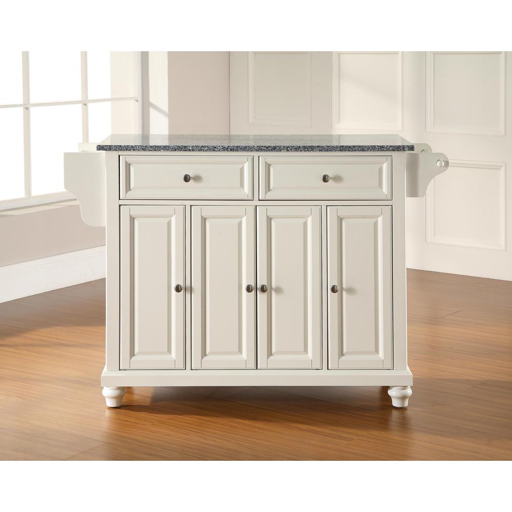Cambridge Granite Top Full Size Kitchen Island/Cart White/Gray