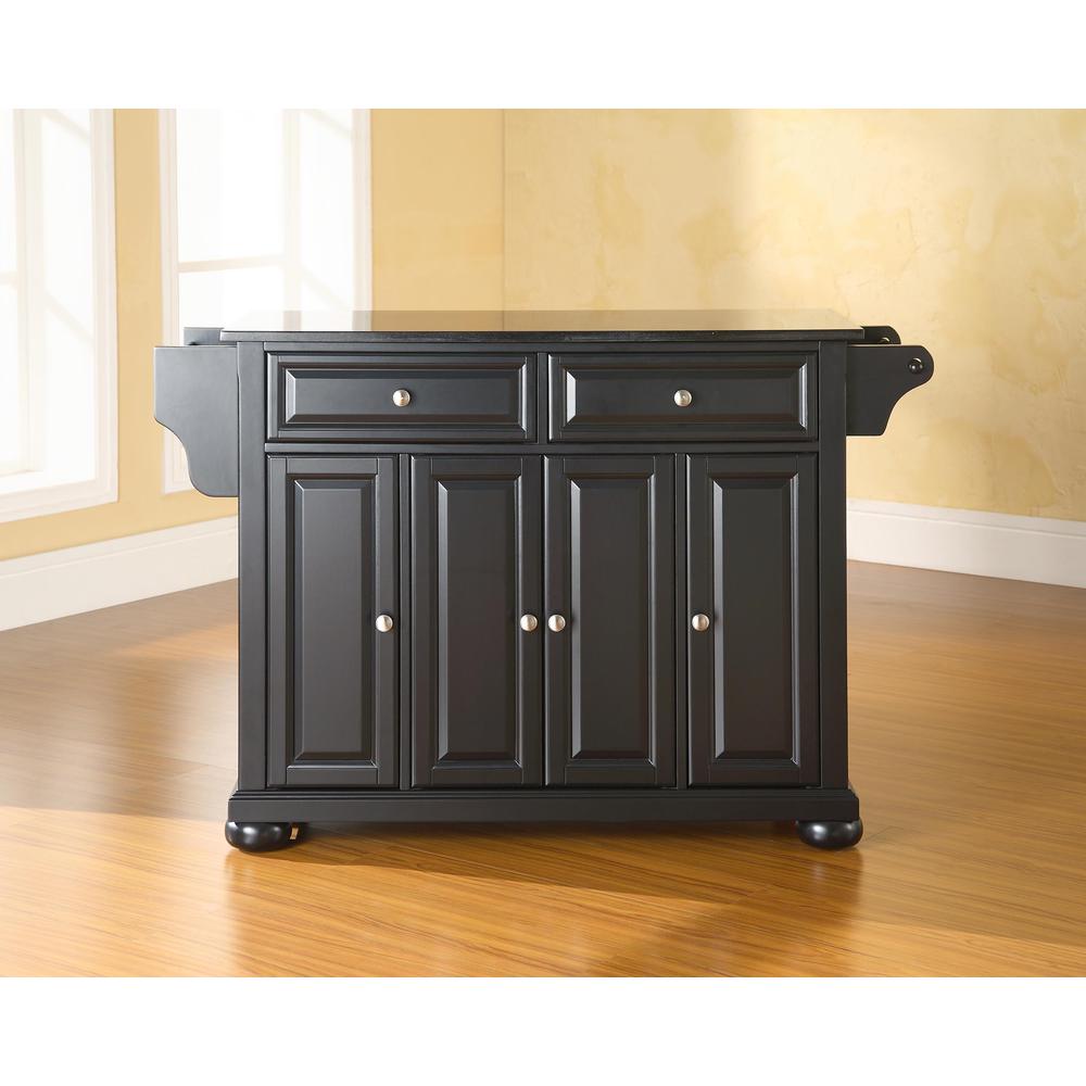 Alexandria Granite Top Full Size Kitchen Island/Cart Black/Black