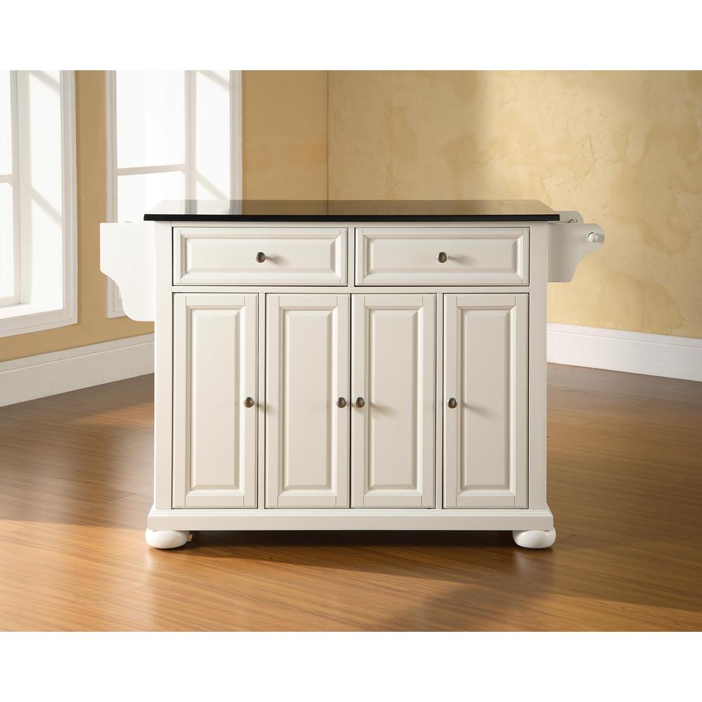 Alexandria Granite Top Full Size Kitchen Island/Cart White/Black