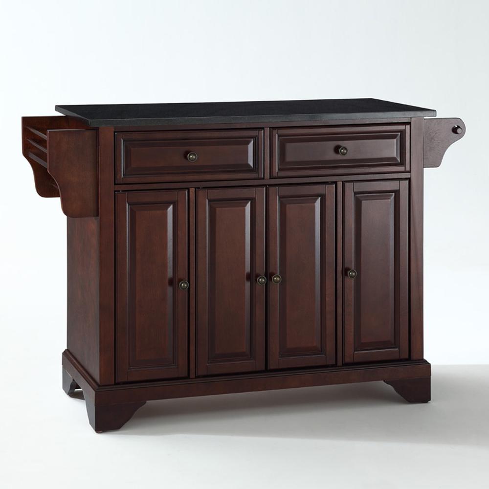 Lafayette Granite Top Full Size Kitchen Island/Cart Mahogany/Black