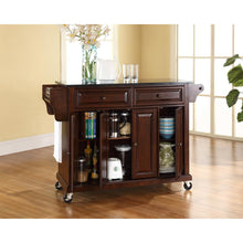 Load image into Gallery viewer, Full Size Granite Top Kitchen Cart Mahogany/Black
