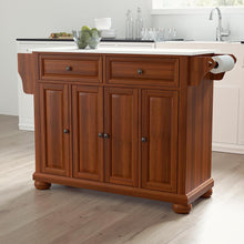 Load image into Gallery viewer, Alexandria Stone Top Full Size Kitchen Island/Cart Cherry/White
