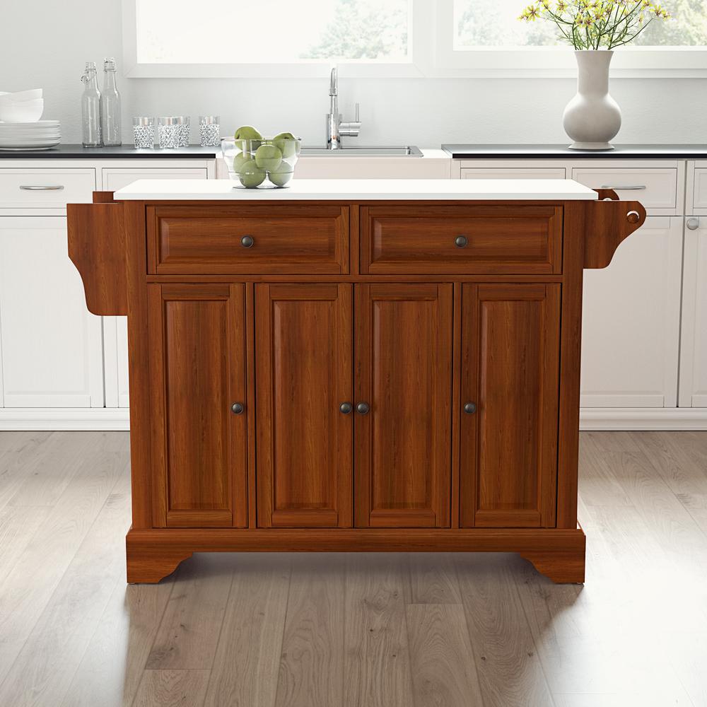 Lafayette Stone Top Full Size Kitchen Island/Cart Cherry/White