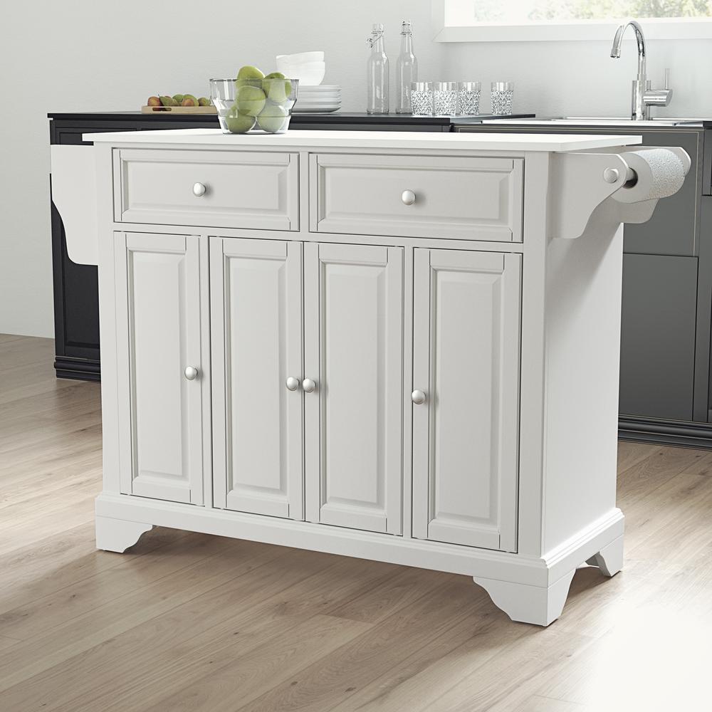 Lafayette Stone Top Full Size Kitchen Island/Cart White/White