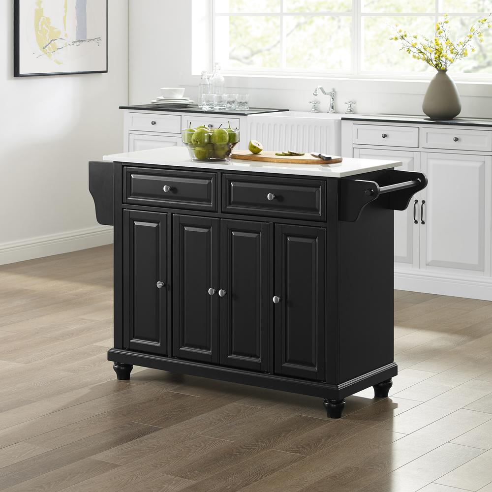 Cambridge Stone Top Full Size Kitchen Island/Cart Black/White
