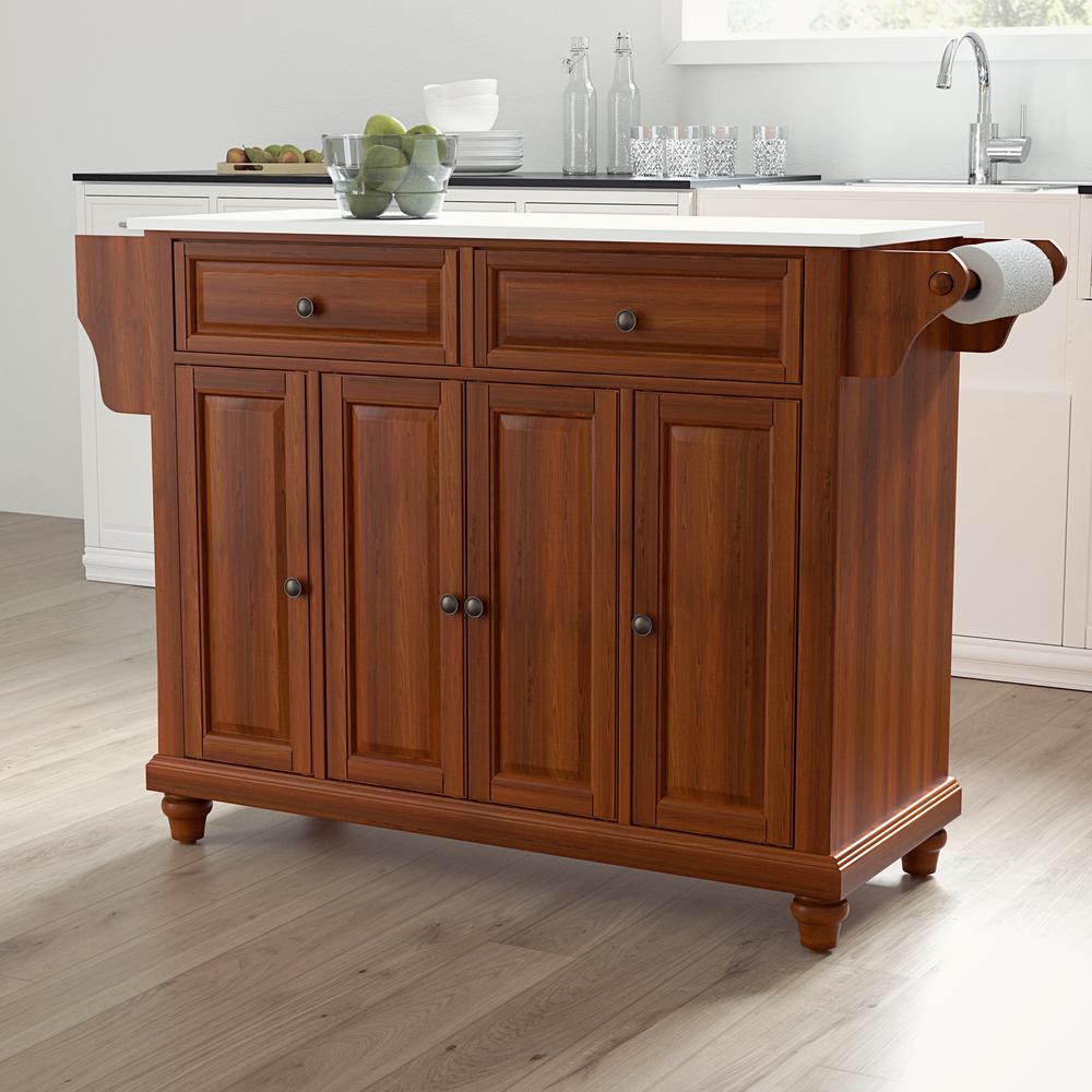 Cambridge Stone Top Full Size Kitchen Island/Cart Cherry/White