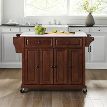 Load image into Gallery viewer, Full Size Stone Top Kitchen Cart Mahogany/White
