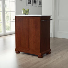 Load image into Gallery viewer, Alexandria Stone Top Portable Kitchen Island/Cart Mahogany/White
