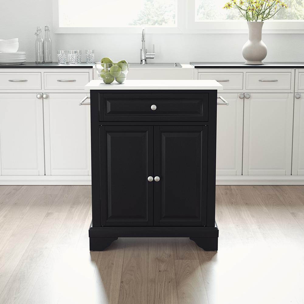 Lafayette Stone Top Portable Kitchen Island/Cart Black/White