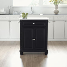 Load image into Gallery viewer, Cambridge Stone Top Portable Kitchen Island/Cart Black/White
