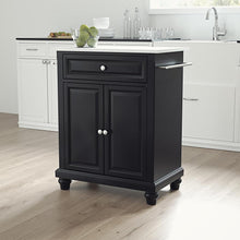 Load image into Gallery viewer, Cambridge Stone Top Portable Kitchen Island/Cart Black/White
