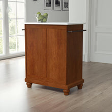 Load image into Gallery viewer, Cambridge Stone Top Portable Kitchen Island/Cart Cherry/White
