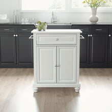 Load image into Gallery viewer, Cambridge Stone Top Portable Kitchen Island/Cart White/White
