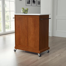 Load image into Gallery viewer, Compact Stone Top Kitchen Cart Cherry/White
