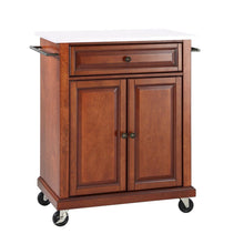 Load image into Gallery viewer, Compact Stone Top Kitchen Cart Cherry/White
