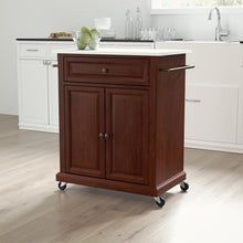 Load image into Gallery viewer, Compact Stone Top Kitchen Cart Mahogany/White
