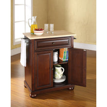 Load image into Gallery viewer, Alexandria Wood Top Portable Kitchen Island/Cart Mahogany/Natural
