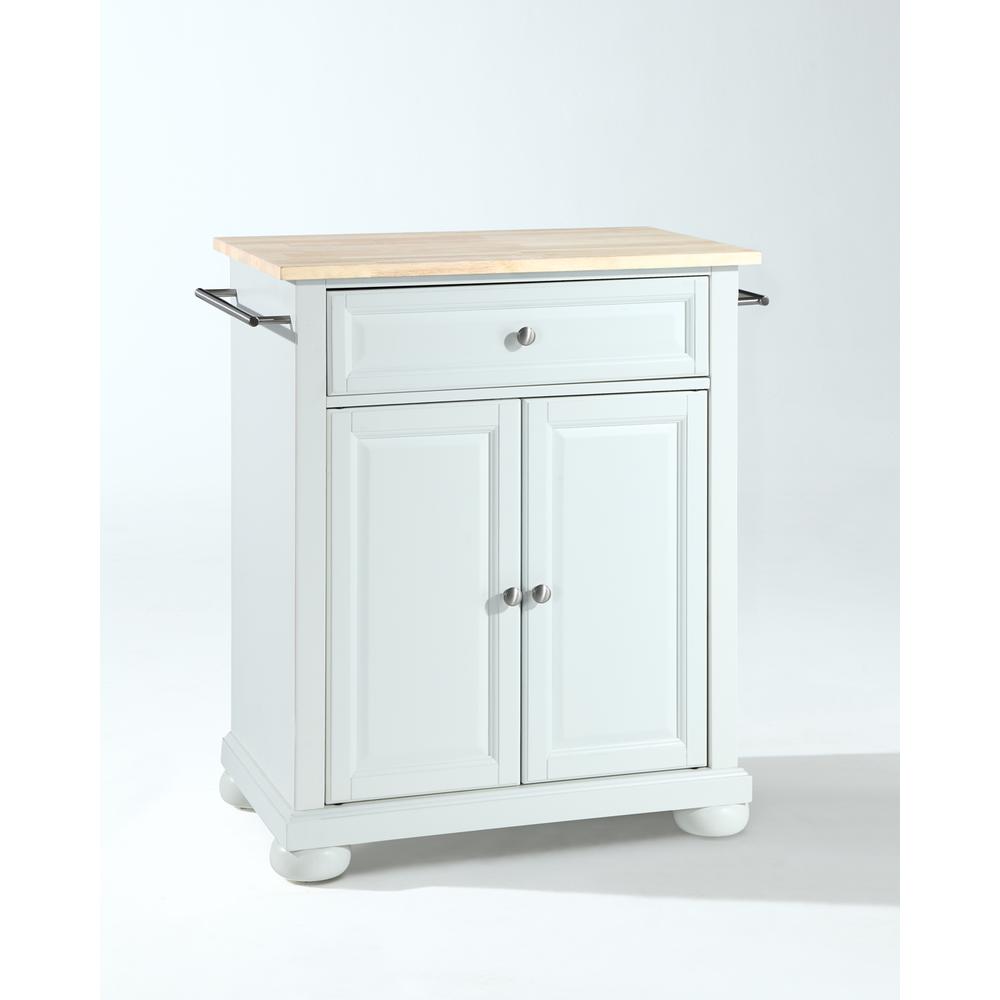 Alexandria Wood Top Portable Kitchen Island/Cart White/Natural