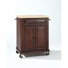 Load image into Gallery viewer, Compact Wood Top Kitchen Cart Mahogany/Natural
