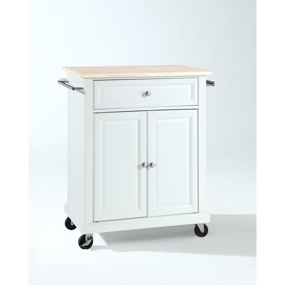 Compact Wood Top Kitchen Cart White/Natural