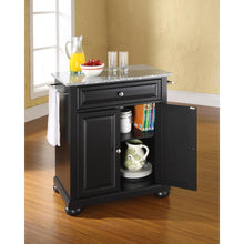 Load image into Gallery viewer, Alexandria Granite Top Portable Kitchen Island/Cart Black/Gray
